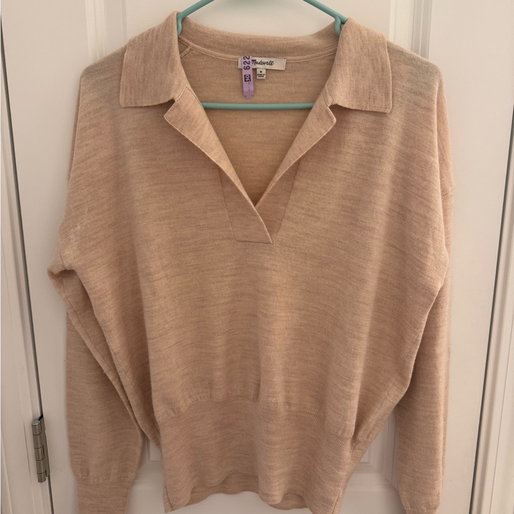 Madewell Women's V-Neck Sweater in Cream